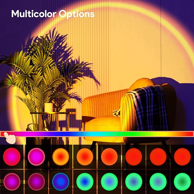 Sunset Lamp Projection Led Lights with Remote, Multicolor Night Light 360° Rotation Rainbow Lights 4 Modes Setting for Photography/Selfie/Party/Home/Living Room/Bedroom Decor, Gifts for Women