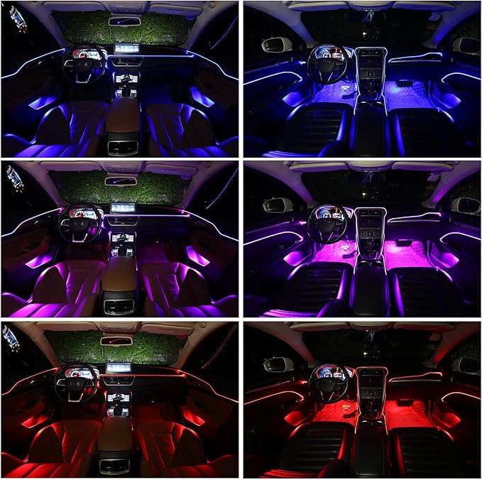 1 PC Car LED Strip Lights, 16 Million Colors 5 in 1 with 236 inches Fiber Optic, Multicolor RGB Car Interior Lights Automobile Ambient Neon Lighting Kit (Multicolored)