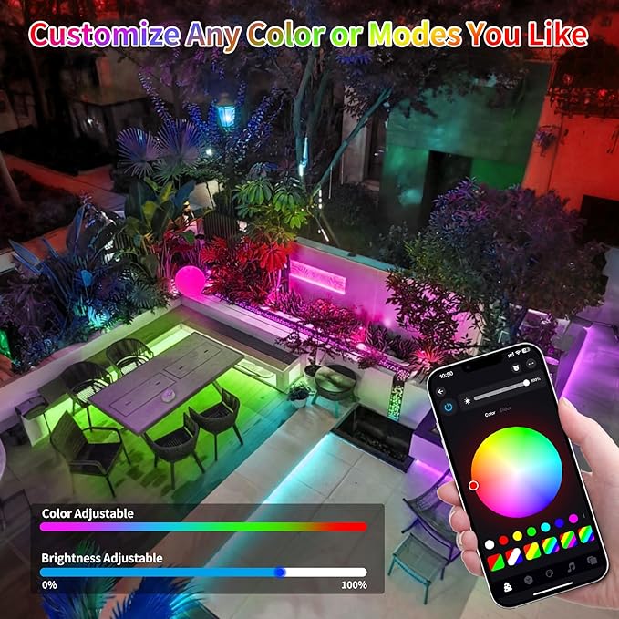 66ft LED Rope Lights for Outside, Outdoor String Light Waterproof Plug in with Remote & APP Controlled, 16 Million Colors Changing Music Sync Tube Lighting for Indoor Bedroom Christmas Decor