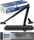 Commercial Door Closer – Black Heavy Duty Grade 1 Automatic Door Closer for Commercial Use - Auto Hydraulic Spring Hinge - FS-8400 UL Listed, ADA Adjustable Spring Closure Arm No Slam Self Closing