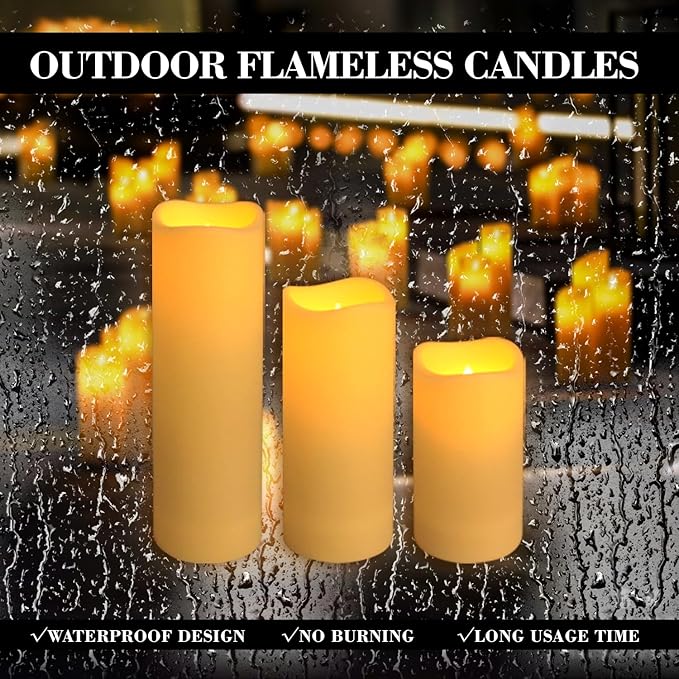 48- Pack of 3 Sizes of LED Flameless Candles.This Candle is Suitable for café, Fancy Restaurant, Bookstore and Other Scenes to Create a Relaxing and Romantic Atmosphere.