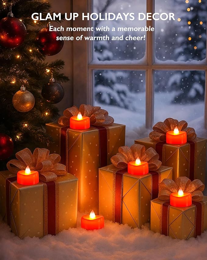 BEICHI Flameless Candles, Tea Lights Battery Operated, No Flickering Votive Candles LED Tea Lights for Halloween Christmas Wedding Home Decor (50 Pack, Red)