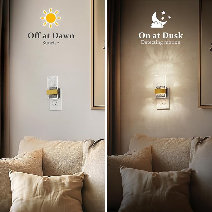 JandCase Night Lights Plug into Wall, Dusk to Dawn Sensor, Acrylic Bubble Design, 0-100lm Adjustable Brightness, for Bedroom, Bathroom, Living Room, Hallway