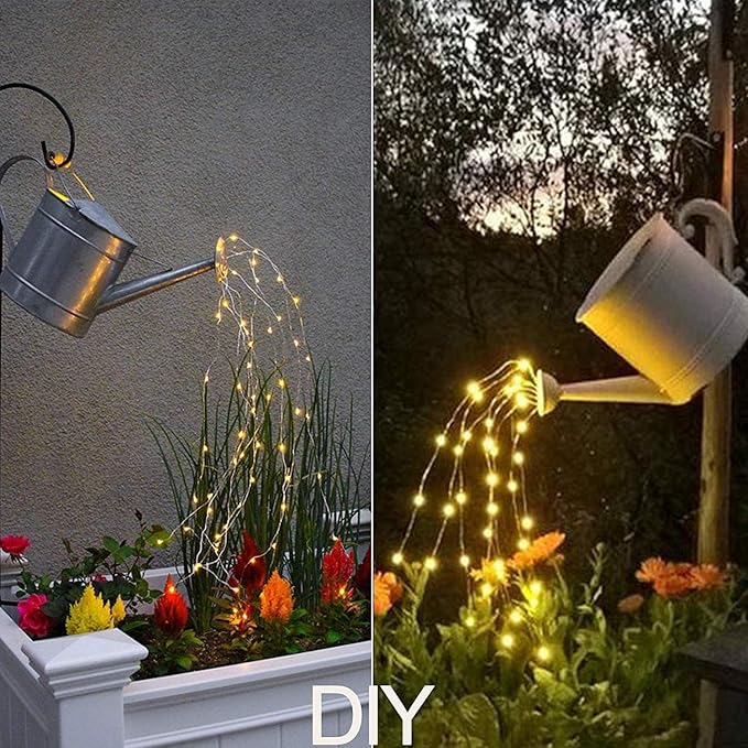 VOOKRY 2 Pack Battery Operated Fairy Lights with Timer, Waterproof Waterfall Flash Lights 8 Modes 10 Strands 200 LEDs Hanging Vine String Lights with Remote for Outdoor DIY Watering Can Lights