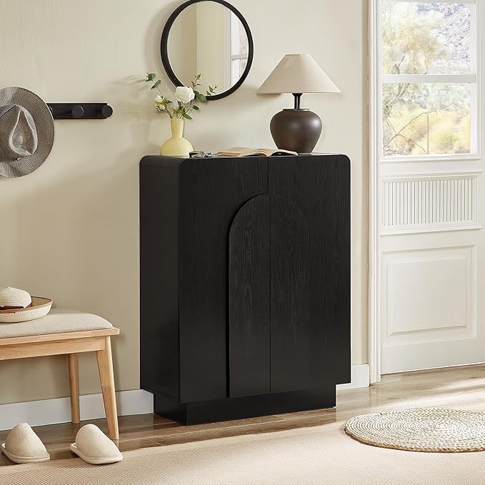 ONBRILL Shoe Storage Cabinet with Doors, Large Shoe Cabinet Storage for Entryway, Wooden 6 Tier Shoe Organizer Cabinets with Adjustable Shelves for Entrance Hallway Living Room Foyer
