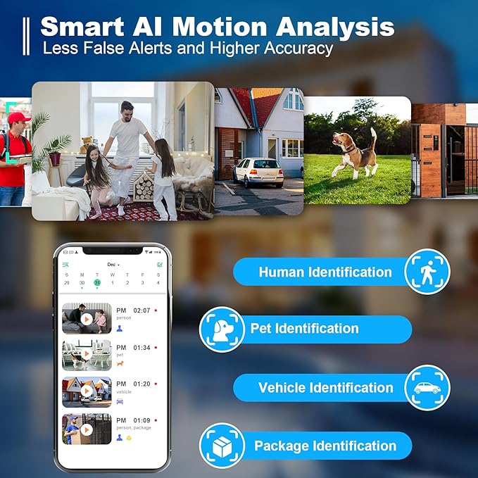 Security Cameras Wireless Outdoor, 2K Battery Powered Indoor Camera/WiFi Camera for Home Security with AI Motion Detection, Color Night Vision, Spotlight, Siren, Waterproof, SD/Cloud Storage