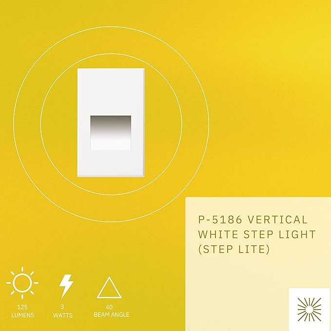 3W LED Vertical Step Lights, White Finish, 120V Dimmable LED Stair Lights Indoor and Outdoor, 125 Lumens, CRI 90+, IP-65 IC Rated, ETL Listed, Warm White 3000k