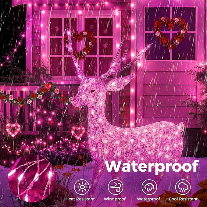 btfarm Fairy Lights Plug in with Remote, 33FT 100 LED Outdoor Twinkle Lights Waterproof with Timer, 8 Modes Indoor String Lights for Bedroom Patio Garden Wedding Christmas Decoration, Pink