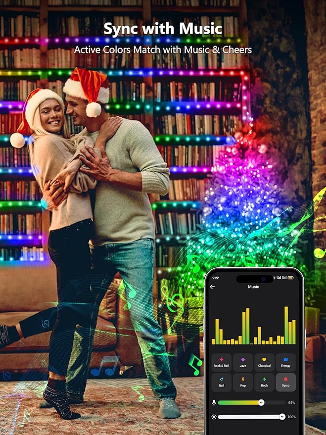 BrizLabs Smart Easter Fairy Lights, 33ft 100 LED Color Changing Christmas Lights Work with Alexa & Google Home, Rainbow Xmas Light Dimmable Pastel Lighting Green Wire for Xmas Halloween Easter Party