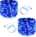 RUICHEN 20 Ft 120 LED USB Fairy String Lights with On/Off Switch, Waterproof Copper Wire Lights for Bedroom Wall Ceiling Wreath Crafts Christmas Easter Wedding Party, Blue, 2 Pack