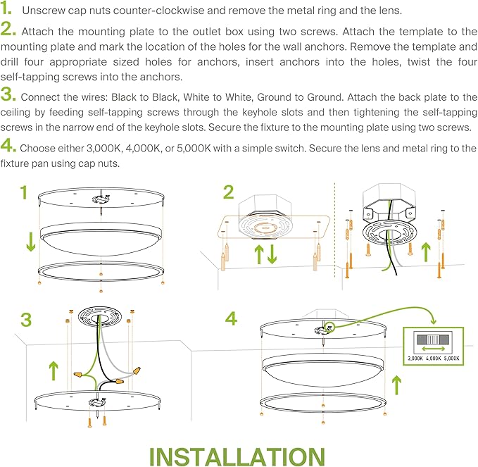 ASD LED 32" Oval Flush Mount Lighting, Close to Ceiling Light Fixture | 3CCT, Dimmable, Energy Star, ETL Listed | 45W 3750LM 3000-5000K 100-277V | Low Profile Double Ring Lamp | Dark Bronze, 2 Pack