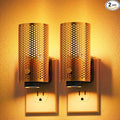 JandCase Night Lights Plug into Wall, Pretty Nightlight with Metal Shade, 3000K Warm White 0-100LM Adjustable Brightness, Flames Flickering Night Light for Bathroom Hallway Bedroom