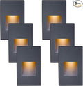 Indoor Stair Lights Outdoor LED Step Light 12V Low Voltage Step Lights for Stairs, 4W 3000K Warm White Deck Stairway Lighting, IP66 Waterproof Black Deck Staircase Light, Vertical, 6-Pack
