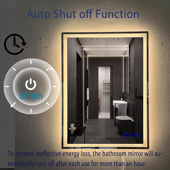 36"x24" LED Bathroom Mirror with Lights – Front & Backlit Vanity Mirror, Stepless Dimmable, Adjustable Warm White/Natural/Daylight, Anti-Fog, Shatterproof, Memory Function