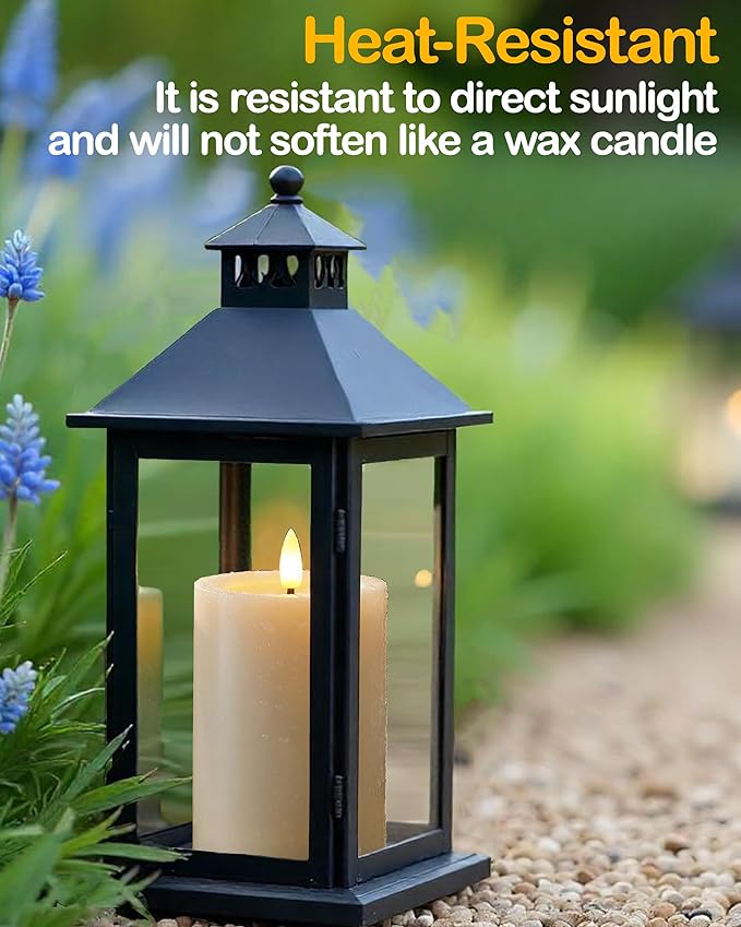 3"x4" Outdoor Waterproof Flameless Candles with Remote and Timers, LED Candles, Battery Operated Candles, Electric Fake Pillar Candles for Patio, Porch, and Lanterns Decor (Ivory, Plastic)