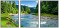 wall26 - 3 Piece Framed Canvas Wall Art - Landscape with Mountains Trees and a River in Front - Modern Home Art Stretched and Framed Ready to Hang - 16"x24"x3 White