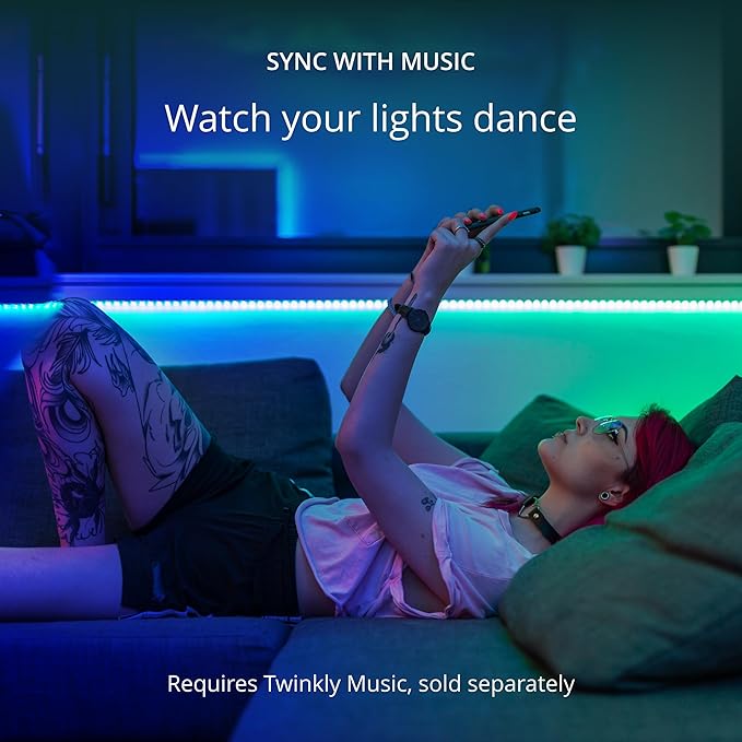 Twinkly Line – Extension Kit App-Controlled Adhesive + Magnetic LED Light Strip with RGB (16 Million Colors) LEDs. Extendable. 5 feet. White Strip. Indoor Smart Home Decoration Light