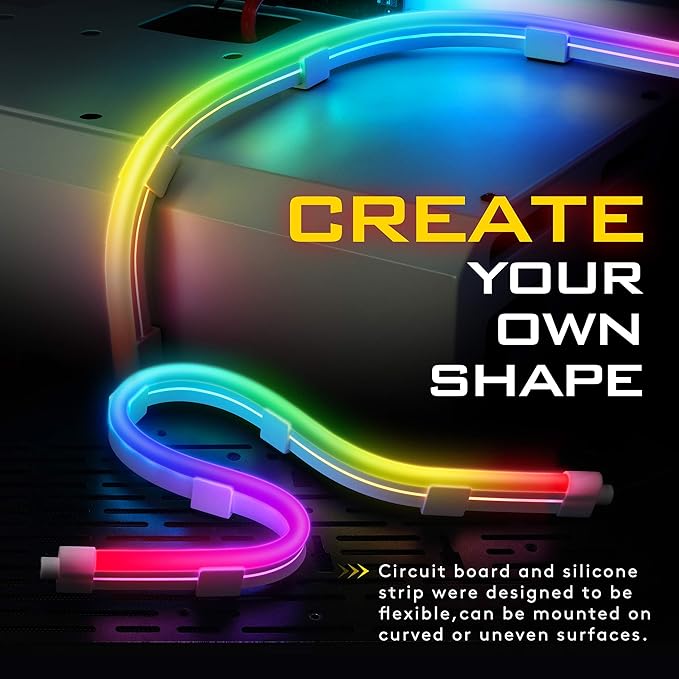 EZDIY-FAB Premium Addressable LED Strip Kit for PC 5V ARGB Motherboard Sync,Upgraded with 3-Kinds Mounting Clips-1X 1M/39.3in Smooth Lighting Strip