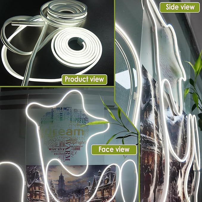 10FT Indoor Rope Lights, LED Vanity Lights for Mirror, Dimmable Rope Light Hollywood Style White Neon Rope Light for Makeup Vanity Table & Bathroom, Bedroom, Mirror not Included