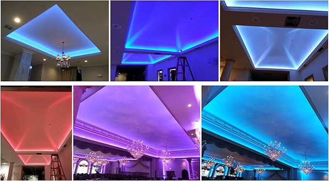 CBConcept® 120VSMD5050-15.5M-RGB 50 Feet RGB Color Changing 120 Volt High Output LED SMD5050 Flexible Flat LED Strip Rope Light - [Christmas Lighting, Indoor / Outdoor rope lighting, Ceiling Light, kitchen Lighting] [Dimmable] [Ready to use] [Controlle...