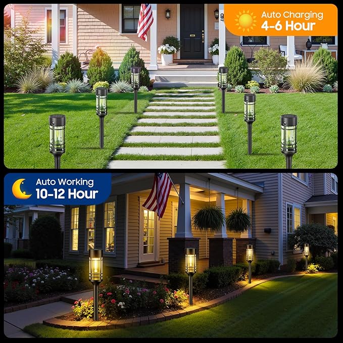 LETMY Solar Pathway Lights Outdoor, 6 Pack Solar Lights Outdoor Waterproof IP65, Bright Solar Garden Lights Outdoor, Auto On/Off Outdoor Solar Lights for Yard Walkway Driveway Landscape Garden Decor