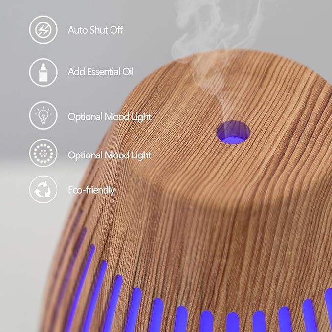Essential Oil Diffuser with Humidifying, Aromatherapy Diffuser for Essential Oils Large Rooms, 7 LED Colors 5 Mist Modes Quiet Operation Auto-Off & Waterless Protection for Home & Office