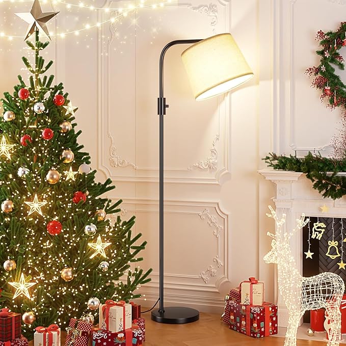 Ambimall 𝐅𝐮𝐥𝐥𝐲 𝐃𝐢𝐦𝐦𝐚𝐛𝐥𝐞 Floor Lamp - Floor Lamps with 9W 𝐋𝐄𝐃 Bulb, Standing Lamps for Living Room with Adjust Head, Modern Standing Tall Light Rotary Switch for Office