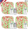 4Pack 80FT 240LED Fairy Lights Battery Operated with Remote & Timer 8 Modes Twinkle String Lights Battery Powered Indoor Outdoor Waterproof for Bedroom Wedding Classroom Christmas Décor, Red & Green