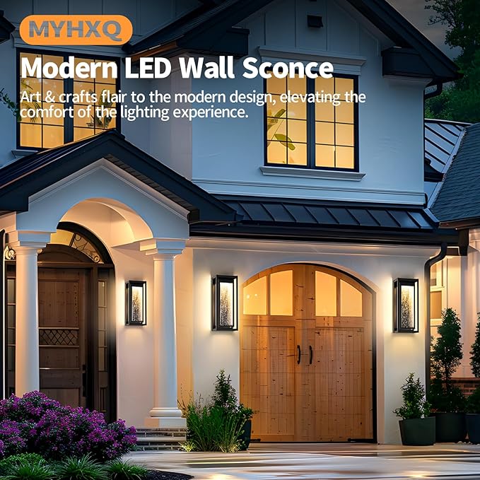 16'' LED Dusk to Dawn Outdoor Light Fixture, 3000K Porch Lights Outdoor Wall Lights with Bubble Glass, Industrial Exterior Lighting Farmhouse Wall Lantern Outside Sconce Lights for House Garage