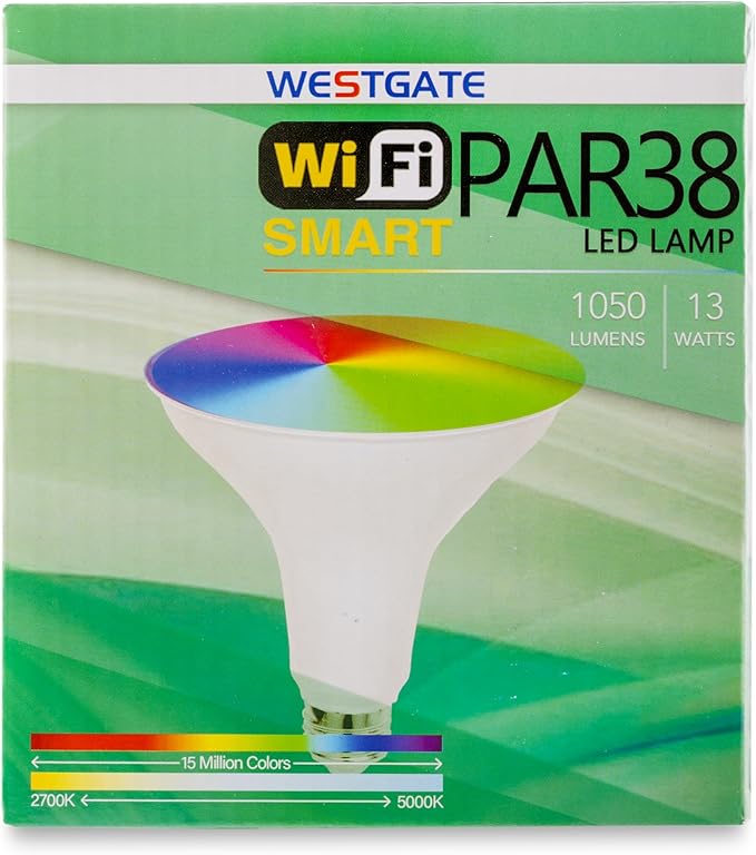 Westgate TC-PAR38 Smart LED Lamp, Smart Light Bulb, Compatible with Alexa, Works with Google Home, E26 Light Bulb (PAR38 13W)