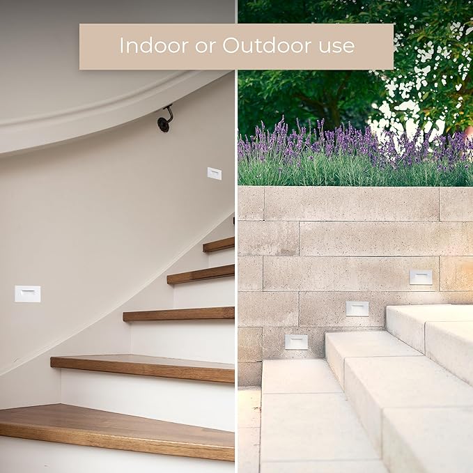 Builder Essentials Indoor or Outdoor 120V Input LED Step or Patio Deck Light Horizontal Orientation with 3-CCT 2700K-3000K-4000K Selectability in Bronze