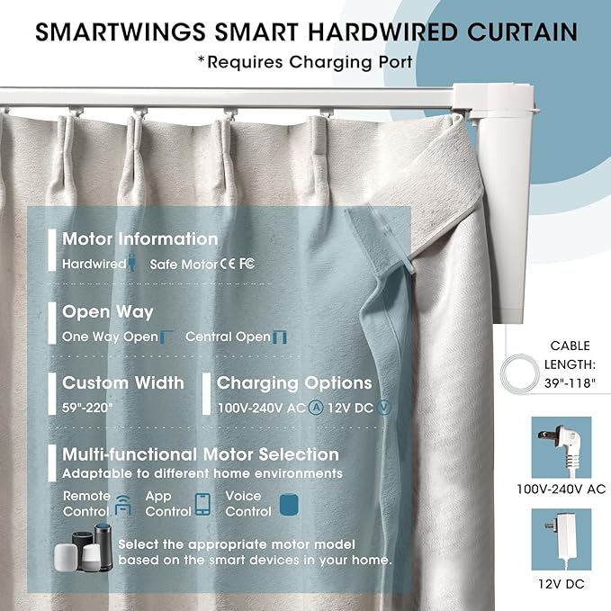 SmartWings Automatic Curtain Opener with Drapery, Motorized Vertical Blinds with Remote, Electric Closet Doors Sliding Panels Compatible with Alexa Google Homekit, 90% Blackout Milky White