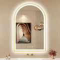 24"x36" Arched LED Mirror for Bathroom, Brushed Gold Lighted Bathroom Mirror with Lights, Fogless, Dimmable, Shatterproof, Touch Sensor, 3 Color Changing
