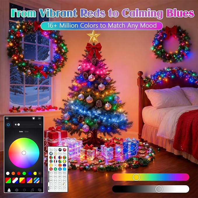 2025 New 88FT 240LED Smart Color Changing Easter String Lights Outdoor App Control RGB LED String Lights with Remote & Timer, Waterproof Twinkle Easter Tree Lights Indoor for Holiday Xmas Decor