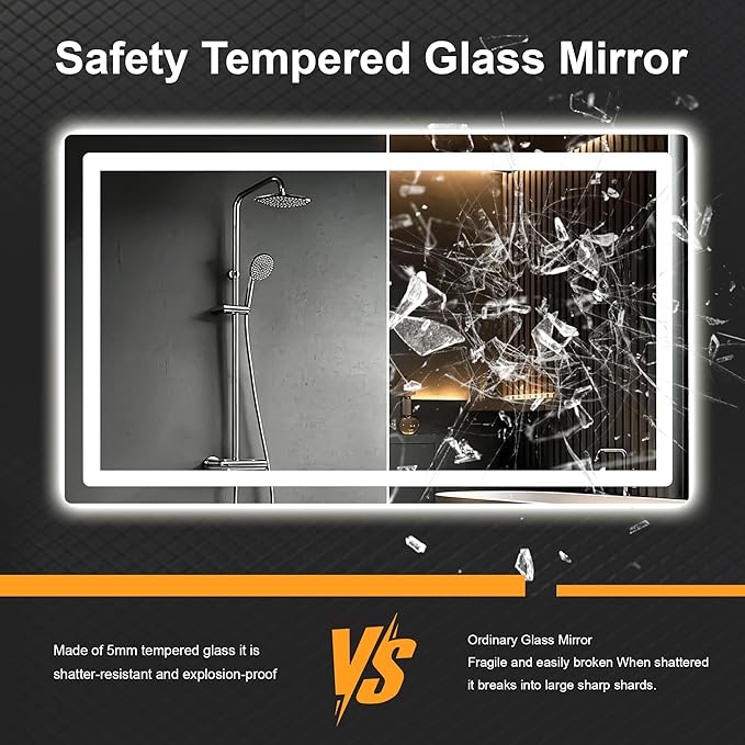 LED Bathroom Vanity Mirror with Light, 30"x55" Led Bathroom Vanity Mirror with Light for Wall, Anti-Fog, Dimmable 3 Colors, Memory Function, Backlit and Front Lit, Plug-in/Hardwired