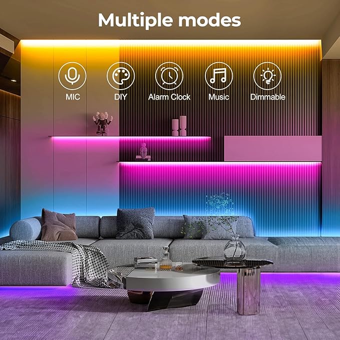 LUXONIC Neon LED Strip Light, 16.4Ft Waterproof RGB Light Strip with App/Remote Control,24V Flexible Rope Lights, Multiple Mode,Music Sync Gaming,Suitable for Indoor Outdoor Decoration
