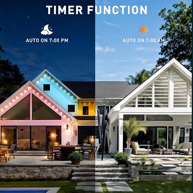 200FT Permanent Outdoor Lights, Smart RGB Eaves Lights with App/Remote Control, LED IP67 Waterproof Outdoor Lighting for Halloween Christmas Holidays Daily Party House Roof Lighting