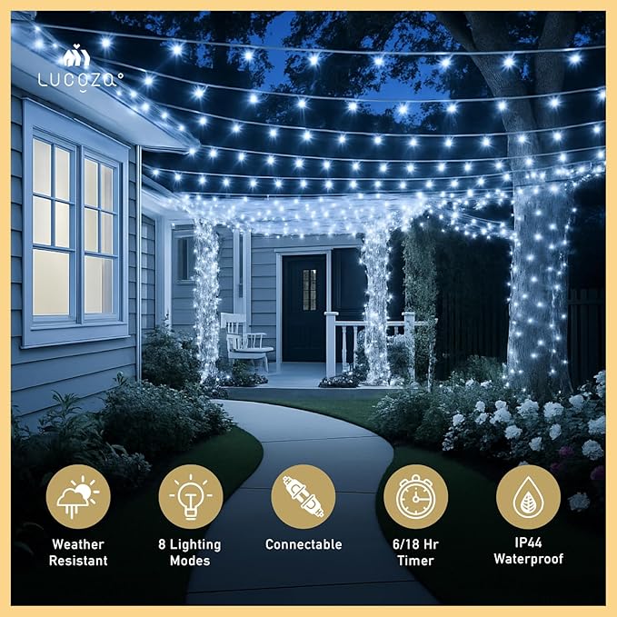 98FT 300LED Fairy Lights Clear Wire with Remote Control, 8 Modes String Lights with Timer Starry Twinkle Lights for Indoor Bedroom Party Christmas, Cold White