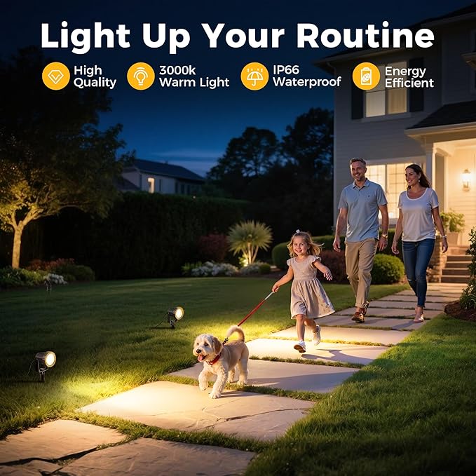 L LOHAS LED 5W Dusk to Dawn Outdoor Lighting, Auto On/Off 3000K Landscape Outdoor Spotlight, IP66 Waterproof Plug in Spot Lights for Yard, Garden, House, Pathway, Plant, UL Listed (8 Pack)