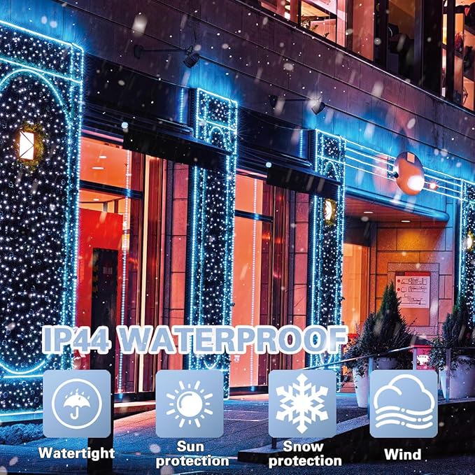 LAMPHOME 33FT 100 LED Blue Christmas Lights,16 Modes Connectable Fairy String Lights, Plug in Indoor Outdoor Blue Lights for Xmas Tree, Party, Garden, Hanukkah, Independence Day Patriotic Patio Decor