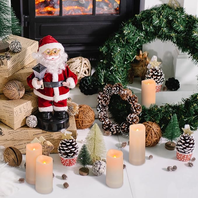 Aignis 12-Pack Waterproof Flameless Candles, 2.2" Slim Plastic Battery Operated LED Pillar Candles with 2 Remotes & Timers, Melt-Proof Fake Electric Candles for Outdoor Patio, Wedding, Home Decor