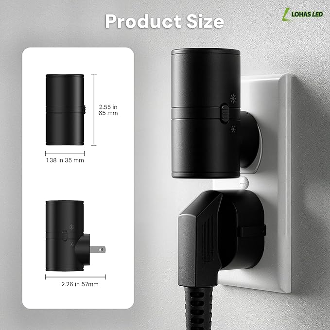 L LOHAS LED Night Light, Night Lights Plug into Wall, Light Sensor, 2 Level Brightness, Soft White 3000K, Mini Rotating Nightlight Plug in Wall for Adult Kids Hallway Bedroom Bathroom Stairway, 4 Pack