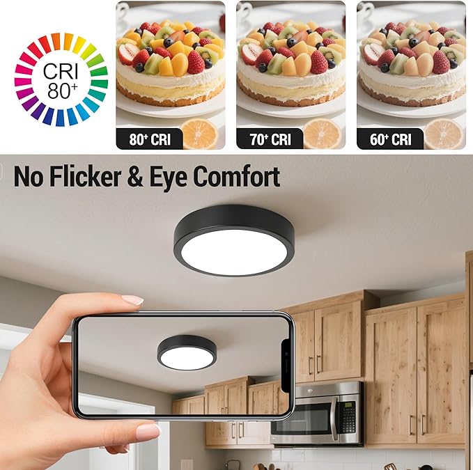 11" LED Flush Mount Ceiling Light, Black Mordern Ceiling Lighting with 5CCT 2700K-5000K, Dimmable LED Light Fixtures Ceiling Mount for Kitchen Bathroom Bedroom Hallway, 2 Packs