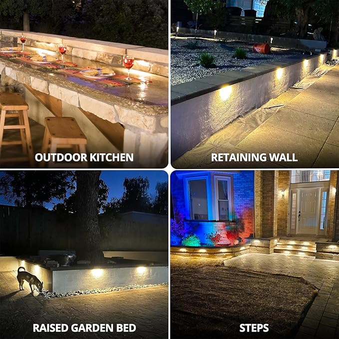 GKOLED 6.8 Inches LED Hardscape Lights, Low Voltage Retaining Wall Light Waterproof, 12V AC/DC Landscape Lighting, 1.5W 2700K, Classic Step Lights Outdoor, Die-cast Aluminum Housing