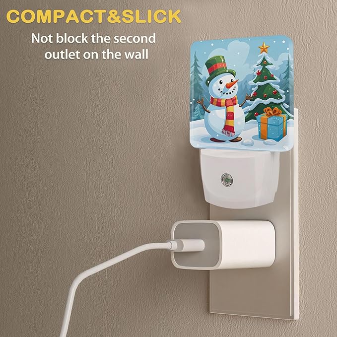 Christmas Night Light, Snowman Night Lights Plug Into Wall with Dusk to Dawn Sensor Wall Lamp, Nightlights for Bedroom, Bathroom, Hallway, Kitchen, Gifts Ideal for Girls Women