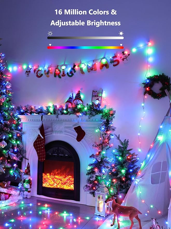 BrizLabs Smart Easter Lights, 66ft 200 LED Color Changing Xmas Lights Work with Alexa & Google Home, Rainbow Fairy Light Christmas Decorative Pastel Lighting Green Wire for Xmas Tree Halloween Party