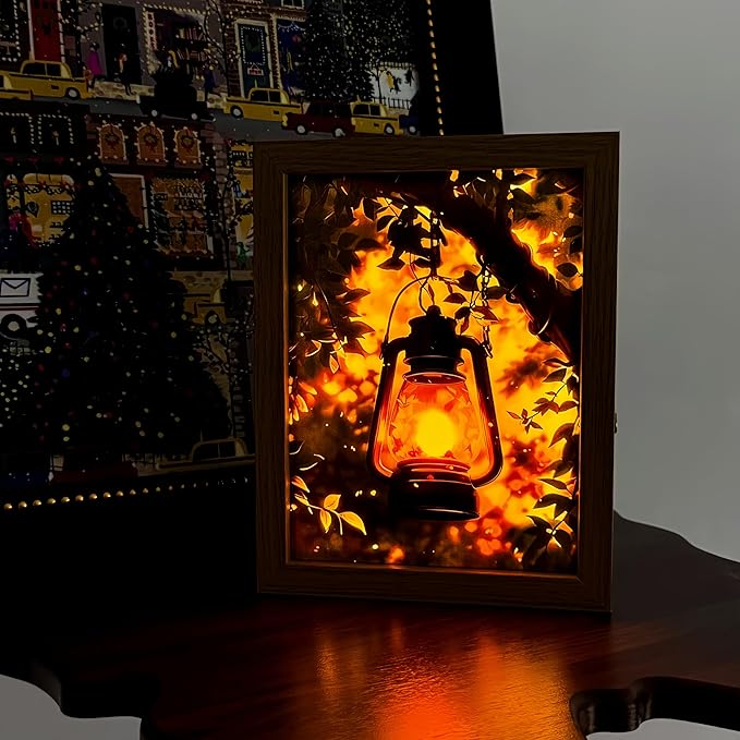 Rechargeable Table Lamp Lighted Painting,Novelty Night Light for Bedroom,Dynamic LED Touch Lamps for Nightstand,3-Color Dimmable Decorative Light for Home Decor,Gift for Women Kid Mom