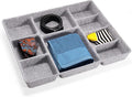 Welaxy Drawer Organizer trays with 9 compartments storage box multi storage purpose for home office desk closet bathroom kitchen (Gray)