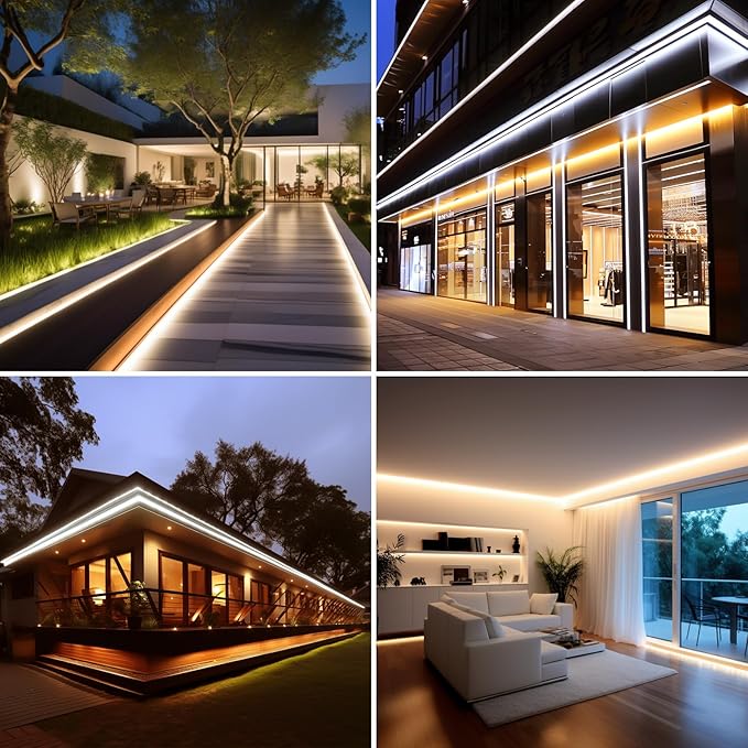 AC 110V COB LED Strip Lights 98.4ft, 3000K Warm White LED Rope Light Outdoor Waterproof, 10W/M CRI 90+ Flexible Cuttable, for Bedroom, Living Room, Garden, Commercial, House