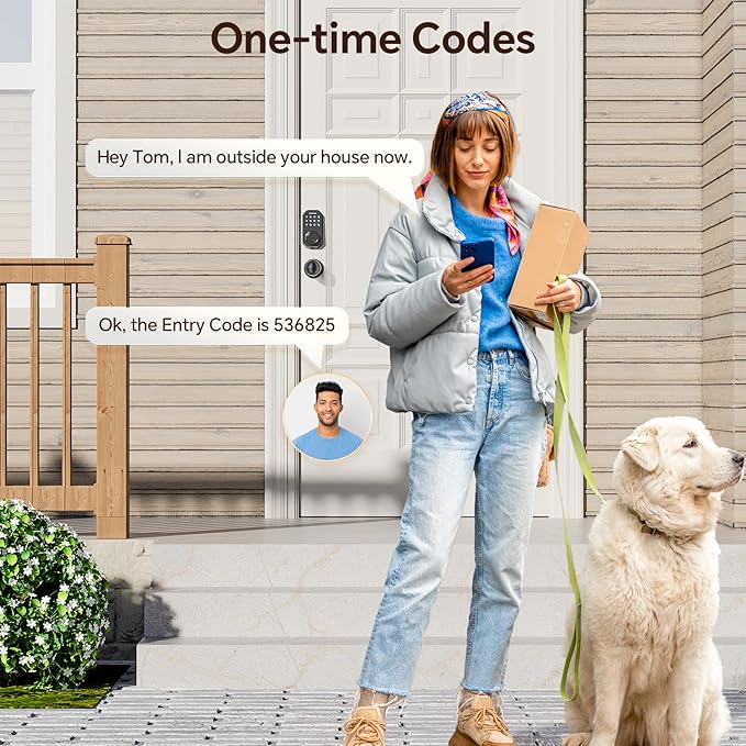 Keyless Entry Door Lock Set WiFi Smart App Control Door Lock for Front Door Keypad Deadbolt with 2 Knobs Auto Lock One Time Codes Easy Install, Black
